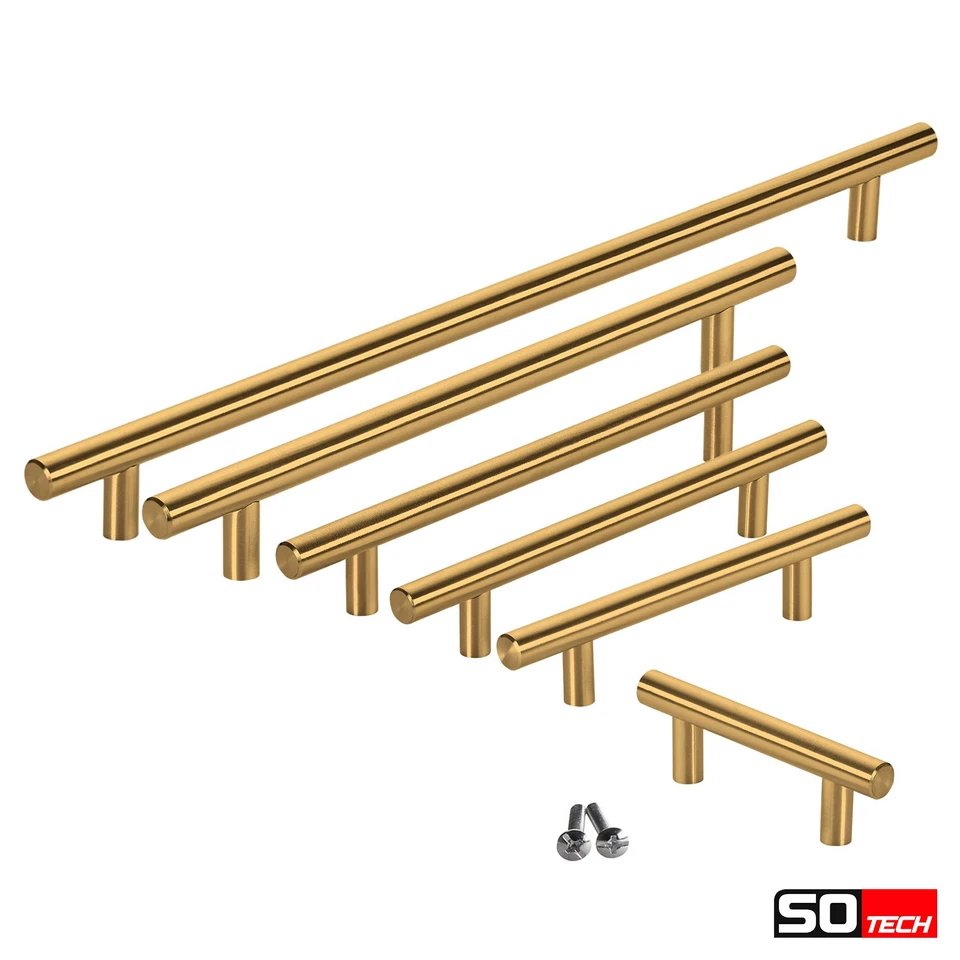 Stangengriff Möbelgriff Schrankgriff echt Edelstahl Griffe gold 10er Set SOTECH - Bild 2 von 4