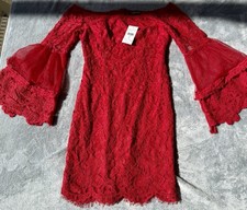 Fashion Nova “All In Love” Lace Mini Dress – Red – Size Small – NWT/Excellent