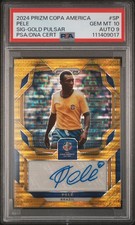 2024 PANINI PRIZM CONMEBOL COPA AMERICA SIGNATURES #SP PELE 7/10 PSA 10 AUTO 9