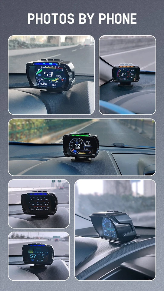 OBD2 Car HUD Head Up Display Digital Speedometer Water&Oil Temp Turbo RPM Gauge - Image 2 of 4