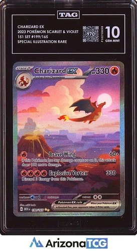 Pokemon 2023 Charizard ex 199/165 SIR Scarlet & Violet 151 GEM MINT TAG 10