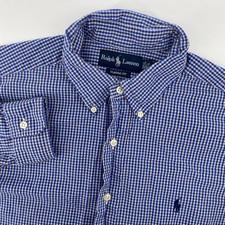 Ralph Lauren Men's 16.5 32/33 Classic Fit Gingham Button Down Shirt Blue Yellow