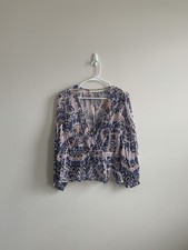Marie Oliver Women  s Size S Smocked Multicolor Semi-sheer Balloon Sleeve Blouse