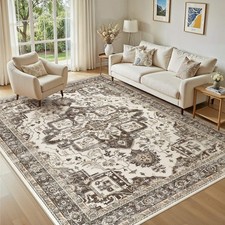 Washable 5x7 Area Rug for Living Room - Dark Brown 5' x 7' Rectangular 