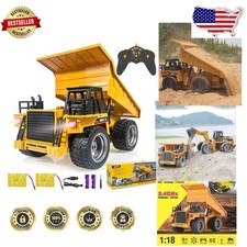 Heavy Duty RC Dump Truck 4WD 6 Channel Remote Control Toy Metal Cab 2 Batteries