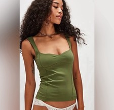 NWT Free People Intimately Somewhere Sometime Cami Womens L Green Basic Top