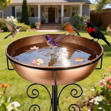 Metal Bird Bath 43 Inch Tall with 12 Inch Removable Bowl Deep Basin Stable Five