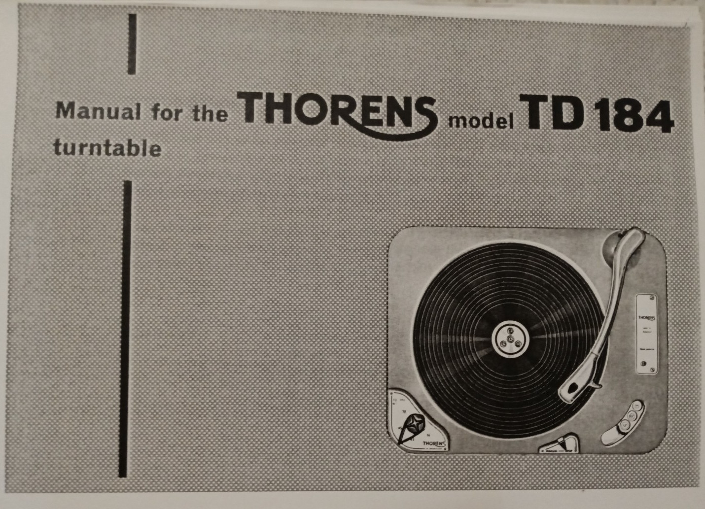 THORENS ELPA TD 184 Turntable Owners Manual Photocopy