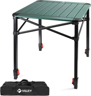 VILLEY Aluminium Klapptisch mit Tragetasche, klappbarer Campingtisch aus Alu