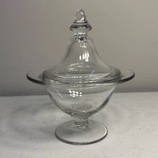 Vintage Covered Clear Glass Candy Dish with Lid
