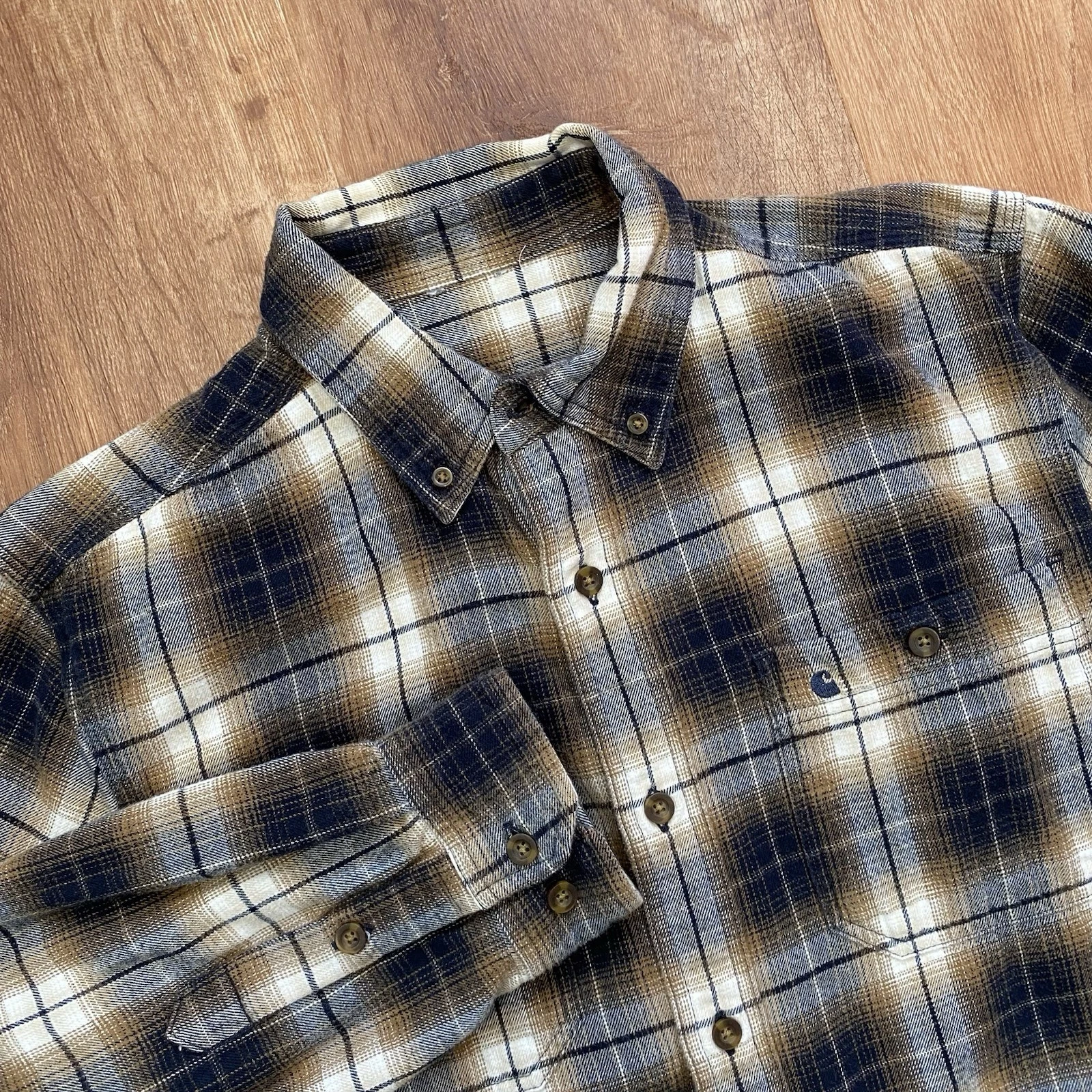 Carhartt Plaid Flannel Shirt Mens Medium Khaki Brown Hiking Outdoors Fall
Opens in a new window or t