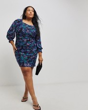 SAVE 60% Simply Be Printed Mesh Bodycon Dress Size 18 (32)