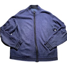 WINTERBECK Full Zip Men's Medium Blue Acrylic Jumper Knit Long Sleeve