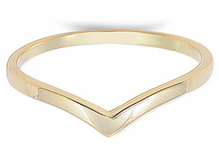 14k yellow gold V shape chevron countour 2mm wedding band ring 1.4g size 5