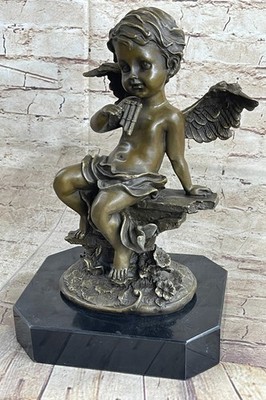 Unterzeichnet A.Moreau 100% Solid Bronze Statue Angel Cherub Figur Skulptur