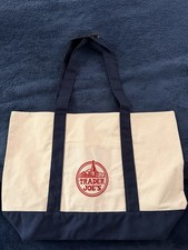 BRAND NEW WITH TAGS Authentic Trader Joe's Navy Blue Large size Canvas Tote Bag