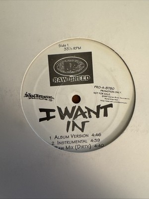 Raw Breed ''I Want In / Mouth Of Madness Pt 2'' Promo 12'' Vinyl Maxi Single (EX)