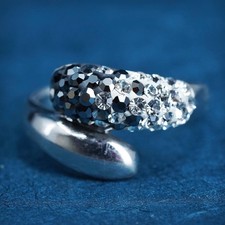 Size 5.5, two tone sterling silver ring cluster Cz, perfect gift for Christmas