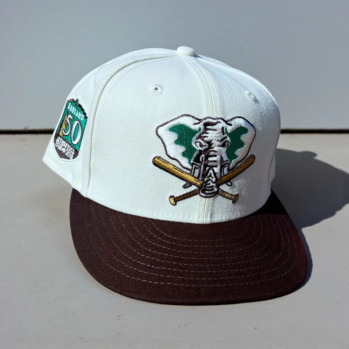 Casquette Vintage Oakland Athletics MLB - AJD USA, Logo A En Point De Chaîne, Verte