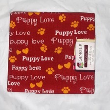 Puppy Love Fat Quarter Cotton Fabric Pawprints 18x21 Red