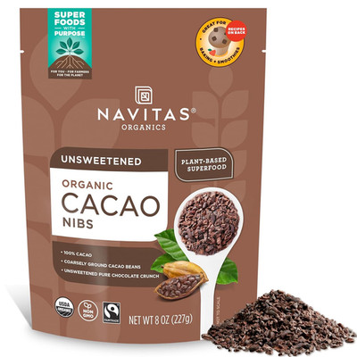 Cacao Nibs   Unsweetened Dark Chocolate Crunch   Antioxidants, Minerals, Fiber  