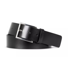 Image of Hugo Boss men's Giaspo Leather Belt - size 30 / 80 - Black with logo