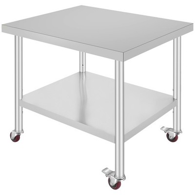 Uimoso Stainless Steel Prep Table 36x30 Inch with Wheels for Commercial Use