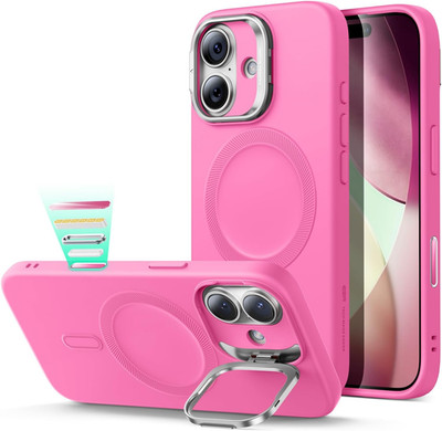 Silicone Case for Iphone 17, Built-In Camera Stash Stand Compatible with Magsafe