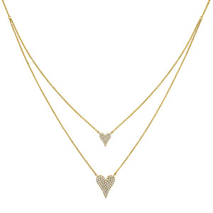Authentic Jennifer Miller Double Pave Heart Layered Necklace