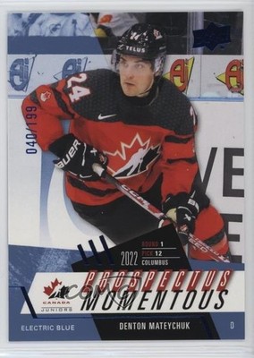 2024 Team Canada Juniors Prospectus Momentous Electric Blue Denton Mateychuk 0b3