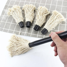 18 Inch Grill Basting Brush BBQ Mop Black Wooden Long Handle with 4 Extra Replac