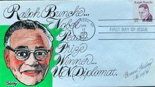 BERNARD GOLDBERG HAND PAINTED 1860 Ralph Bunche Awarded Nobel Peace 