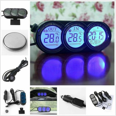 Car Mini Dashboard LED Backlight Digital Display Temperature Thermometer&Clock