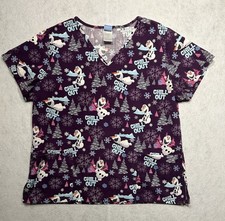 Disney Scrub Top Purple FROZEN-OLAF "Chill Out" Size Large