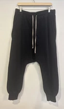 Drkshdw by Rick Owens Prisoner Pants Black Drop Crotch Jogger Sweatpants XL