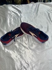 Brooks Lace Up Low Top Athletic Running Sneakers Navy Red White Rubber Outsole