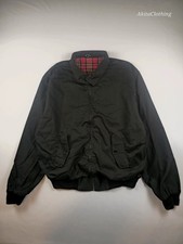Vintage Harrington Jacket XL Black Red Tartan Check Lining Made In England 359