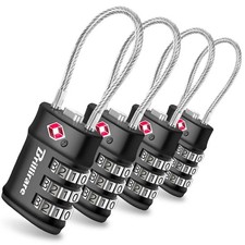 4 Pack TSA Approved Luggage Locks, Combination Travel Cable Lock, 3-Digit Wat...