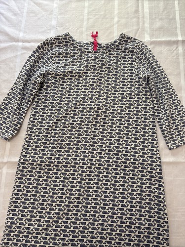 1 Vineyard Vines Girls Navy White Whale Stretch 3/4 Sleeve Shift Dress Size 16 - Picture 2 of 6