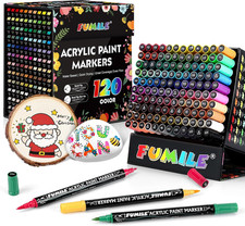 120 Colors Acrylic Paint Markers Dual Tip Fine and Brush Tip , Acrylic Paint Pen