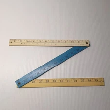 Vintage Woolworth Tri Color Folding Ruler Yard Stick Woolco Made in USA 36"