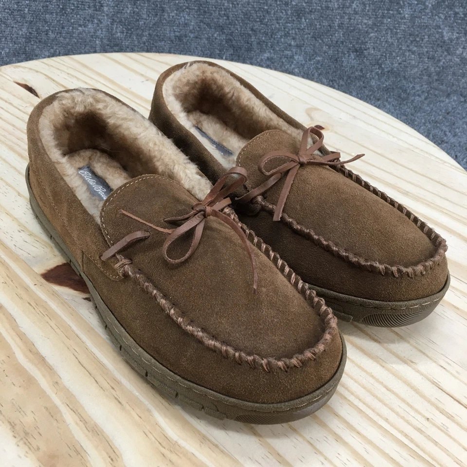 Zapatillas Eddie Bauer Para Hombres 8-9 Ryan Informales Sin Cordones Forrados Mocasines Marrón Gamuza Foto 3 de 4