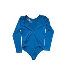 NWT Abercrombie Fitch Women's Blue Soft Seamless V-Neck Bodysuit Size Large