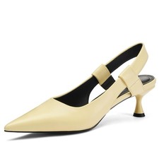 Pointed Toe Slingback Kitten Heels for Women, Leather Stiletto Heel Pumps 9