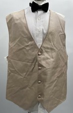 Flow Formals Men's V Neck Sleeveless 4 Button Beige Tuxedo Vest Size 3XF