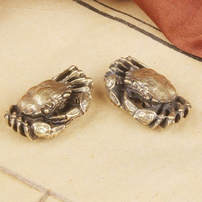 Antique COPPER Mini Crab Statue Tea Pet Ornament Pure Brass Solid Accessories