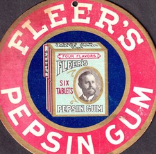 Fleers c 1898 Pepsin Chewing Gum Scarce 4.2 Store Die-Cut Advertising Trade Card