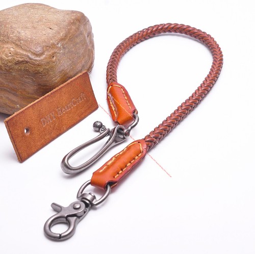 24" Men Handmade Quality Leather Braided Motocycle Trucker Jeans Wallet Chain - Picture 7 of 25