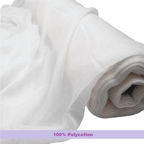 Premium Soft 100% Polycotton White Fabric Sheeting 238cm Wide for Craft Cushion