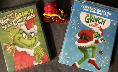 How The Grinch Stole Christmas Collectible Tin/Original TV Grinch/Ornament DVDS